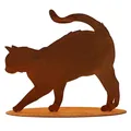 Edelrost Katze Buckel 25cm Gartenfigur Metall Deko Halloween Katzenliebhaber