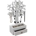 Schmuckbaum H31cm mit Schmuckkasten Ablagen + Schubfach Schmuckständer Schmuckhalter Kettenständer Weiß