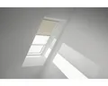 VELUX Vorteils-Set Verdunkelungsrollo uni hellbeige und Faltstore Plissee weiß m