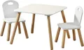 Kesper Kindertisch Kindertisch mit 2 Stühlen, Faserplatte, 55 x 55 x 45 cm, Farbe: Weiß
