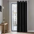 Deconovo Verdunkelungsvorhang mit Ösen Gardinen Wärme Blickdichte Gardine Kälteschutz, 260x140 cm(HöhexBreite), Schwarz, 1 Stück