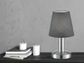 Tischleuchte Silber matt Stoffschirm Grau Ø 14cm