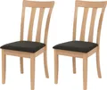 2er-Set Esszimmerstuhl HWC-G46, Küchenstuhl Stuhl, Stoff/Textil Massiv-Holz naturfarbenes Gestell, schwarz