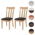 Einzelst�ck | 2er-Set Esszimmerstuhl HWC-G46, Küchenstuhl Stuhl, Stoff/Textil Massiv-Holz ~ naturfarbenes Gestell, schwarz
