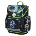 Baagl Schulranzen Jungen für 1. Klasse, Ergo Schultasche Grundschule, Leichter Kinder Ranzen Tornister Schulrucksack mit Brustgurt (Fußballspieler)