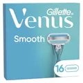 Gillette Venus Smooth Rasierklingen Damen, 16 Original Ersatzklingen für Nassrasierer für Eine Glatte Rasur, Kompatibel mit Gillette Venus Smooth Damenrasierer