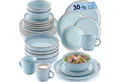 SÄNGER Tafelservice Rio Geschirrset (30-tlg), 6 Personen, Steingut, Handmade, Lagune, Blau, Erweiterbar, VALUE COLLECTION