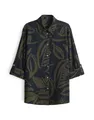 OPUS Damen Langarmbluse | Zweifarbige Printbluse FUMINE Tropical aus luftiger Baumwolle Coal Blue, 36