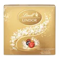 Lindt LINDOR Präsent Box Mischung, Schokoladengeschenk, ca. 15 LINDOR Kugeln, 4 Sorten (Vollmilch, Weiß, Dark 60% und Haselnuss), 187 g