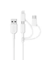 Anker Powerline II 3-in-1 Kabel, 0.9m langes Lightning/USB-C/Mikro-USB Kabel, für iPhone, iPad, LG, Galaxy, Xperia, Android Handys und viele mehr (Weiß)