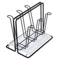 Xavax Abtropfgestell für 6 Flaschen (Flaschenhalter aus Metall, Abtropfständer für Gefäße mit Abtropfschale, für Sodastream, Air up, Avent, Philips), schwarz