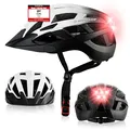 Dunlop Sports Fahrradhelm mit Licht - Sofort gesehen Werden - Ultraleichter Spezial Damen Herren Kinder Fahrrad Helm Visier und Rücklicht für hohe Sicherheit - Urban (Weiß/Schwarz, M (55-59 cm))