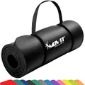 MOVIT Gymnastikmatte, hautfreundlich und phthalatfrei, in 3 Größen und 12 Farben - Auswahl: 190cm x 100cm x 1,5cm in schwarz