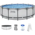 Steel Pro MAXTM Frame Pool Komplett Set mit Filterpumpe Ø 427 x 122 cm, lichtgrau...