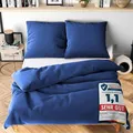 Wolkenfeld Winter Bettwäsche 200x200 cm 3teilig – Marine Blau - kuschlig weich & bügelfrei – ÖKO-TEX Zertifiziert – Mikrofaser Bettwäsche-Sets 1x Bettbezug 200 x 200 + 2X Kissenbezug 80x80