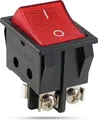 Wippschalter rot mit Schraubanschluss, 2 polig (4pin) 16A 250 beleuchtet-LED