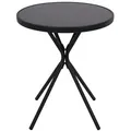 DEGAMO Bistrotisch Balkontisch MILANO 60cm rund, Metall anthrazit + Glas schwarz - Schwarz/Grau