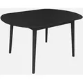 sweeek - Ovaler ausziehbarer Esszimmer-Tisch Heveaholz und Eichenfurnier, für 4-6 Personen - Schwarz - Schwarz