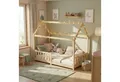 ecoMI Kinderbett Hausbett, Rausfallschutz, Lattenrost, 90x200 & 80x160, Weiß & Natur, Hausbett, Rausfallschutz, Lattenrost, 90x200 & 80x160, Weiß & Natur