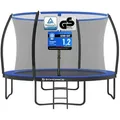 SONGMICS Gartentrampolin Ø 244/305/366/427 cm, Ø 366 cm, bis zu 80-150 kg belastbar, Trampolin mit Leiter und Sicherheitsnetz blau 366 cm