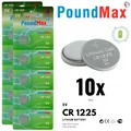 10 x CR1225 PoundMax Knopfbatterie CR 1225 Lithium 3 Volt 35 mAh 5er-Blister