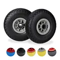 Relaxdays Sackkarrenrad 2er Set, pannensichere 3.00-4" Vollgummireifen, 25 mm Achse, bis 80 kg, 260x85 mm, schwarz-grau