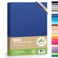 leevitex® Spannbettlaken 90x200cm - 100x200cm | Spannbetttuch Bettlaken | 100% Jersey Baumwolle | Matratzenhöhe bis 25 cm | Öko-Tex | Royalblau/Königsblau