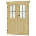 SKANHOLZ Doppeltür für Gartenhäuser, Holz, Natur - beige