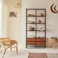 Kinderbücherregal aus massiver Akazie und Metall 175 cm Agra