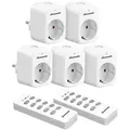 DEWENWILS Funksteckdosen mit Fernbedienung 5er Set, 3680W, Innen, 30M Reichweite, Weiß - Weiß