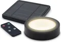 LED Solar Magnet Pavillon Leuchte schwarz mit Ferbedienung - Ø 12 cm - Gartenschirm Beleuchtung mit 3 Helligkeitsstufen - Campingleuchte Gartenleuchte