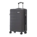 YONSLY Koffer Suitcase, Trolley Reisekoffer, Rollkoffer Handgepäck mit 4 Rollen 360°, Hartschalenreisekoffer, Zahlenschloss, Weicher Gummigriff (L, Grau)