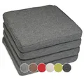 sunnypillow 4er Set Stuhlkissen wasserdicht UV-lichtecht 45 x 45 x 5cm - Polsterauflage Auflage für Stühle/Bänke - Sitzkissen Stuhlauflage für Haus und Garten - Indoor/Outdoor - Anthrazit