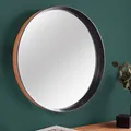 Runder Wandspiegel AMSTERDAM 70cm natur schwarz Eiche Massivholz handmade
