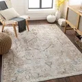 Livabliss Riverside Teppich waschbar in der Waschmaschine - Vintage Teppich waschbar für Wohnzimmer, Schlafzimmer, Küche - Orientalischer Boho Teppich, 160x220 cm, Rosa, Elfenbein, Blau