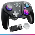 Oniverse Kabelloser Controller für Switch/Switch 2/Gamecube/PC/Mobil, 13 Stunden Akkulaufzeit, Hall-Effekt-Joysticks und Trigger, Gyroskop, Makrotasten, Turbo-Modus, 4 LED-Modi – Foenix (Schwarz)