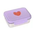 LÄSSIG Kinder Brotdose Edelstahl Lunchbox Frühstücksbox Nachhaltig Kindergarten Schule/Lunchbox Stainless Steel Little Gang Heart lilac
