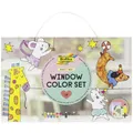 folia 43019 - Window Color Set BASIC BIG, 10 x 80 ml, Fensterfarbe für Kinder, mit 4 Malfolien und 1 großen Malvorlage, inkl. Anleitung, für glatte Oberflächen wie Glas und Porzellan