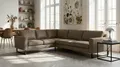 Home affaire Ecksofa Pinto, XXL, 250/290 cm, langer Schenkel, Ottomane, Cord, Chenille, Lederoptik, mit Keder, Metallfüße, Wellenunterfederung