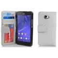 Cadorabo Hülle für Sony Xperia M2 / M2 AQUA in Weiß Backcover Handy Schutz Hülle Book Case Booklet Kartenfächer