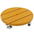 HRB WPC Pflanzenroller witterungsbestaendig 80 kg Tragkraft, Rollbrett Pflanzen, Untersetzer Blumentopf für den Innen- sowie Außenbereich (Rund Ø 30 cm, Senfgelb)