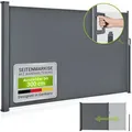Juskys Seitenmarkise Dubai 300 x 160 cm ausziehbar blickdicht, Sichtschutz für Balkon & Terrasse, Seitenrollo mit Wandhalterung - anthrazit - Grau