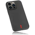mumbi Hülle kompatibel mit iPhone 14 Pro Case Schutzhülle Handyhülle Tasche, schwarz mit rotem Streifen