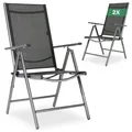 AREBOS Gartenstuhl Hochlehner klappbar 2er Set 7-fach verstellbar bis 150°, wetterfest, UV-beständig, Aluminium, belastbar bis 120 kg Balkonstuhl Set