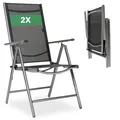 Arebos Gartenstuhl Hochlehner klappbar 2er Set | 7-Fach verstellbare Rückenlehne bis 150° | Balkonstuhl aus Aluminium | Wetterfest & UV-beständig | Bis 120 kg belastbar | Gartenstühle Hochlehner