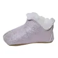 Hollert Kinder Lammfell Hausschuhe Bali Glitzer Fellschuhe für Mädchen mit weicher Sohle warme Schuhe Echtleder kuschelig weich Schuhgröße 25, Farbe Rosa