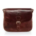 SID & VAIN Schultertasche echt Leder - Handtasche YALE groß - Umhängetasche Damentasche mit Schultergurt - Ledertasche Damen braun handgefertigt