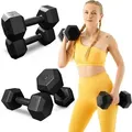 TREX SPORT Kurzhanteln Hanteln Set 2x4kg TX-004CD | Kunststoff Hexagon Dumbbell für Krafttraining | sechseckige Anti-Roll Form, ergonomischer Griff - Schwarz