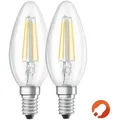2er-Pack E14 OSRAM LED STAR FILAMENT Kerze Retrofit klar 4W wie 40W neutralweißes Licht