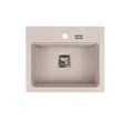 QLS Granitspüle YORK 59x50 cm Einbauspüle, 1-Becken, inkl. Siphon beige